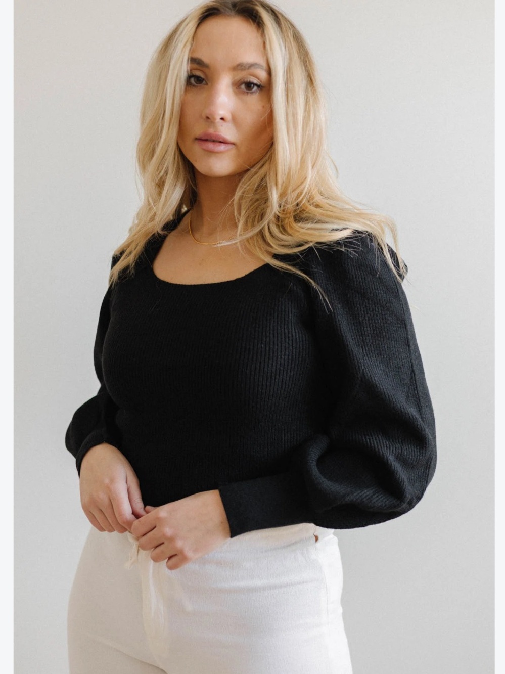 Oak+Fort ribbed ballon sleeve sweater